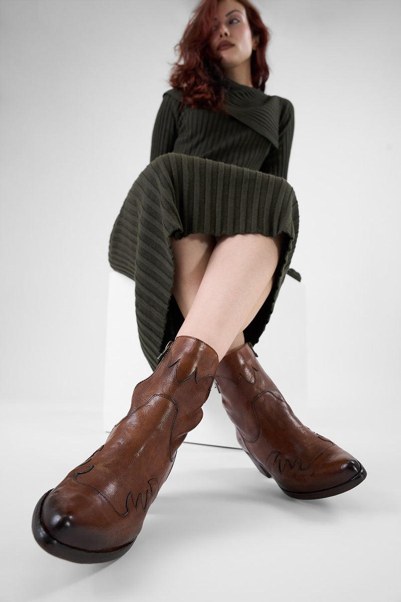 ELORA whisky-caramel texan boots.