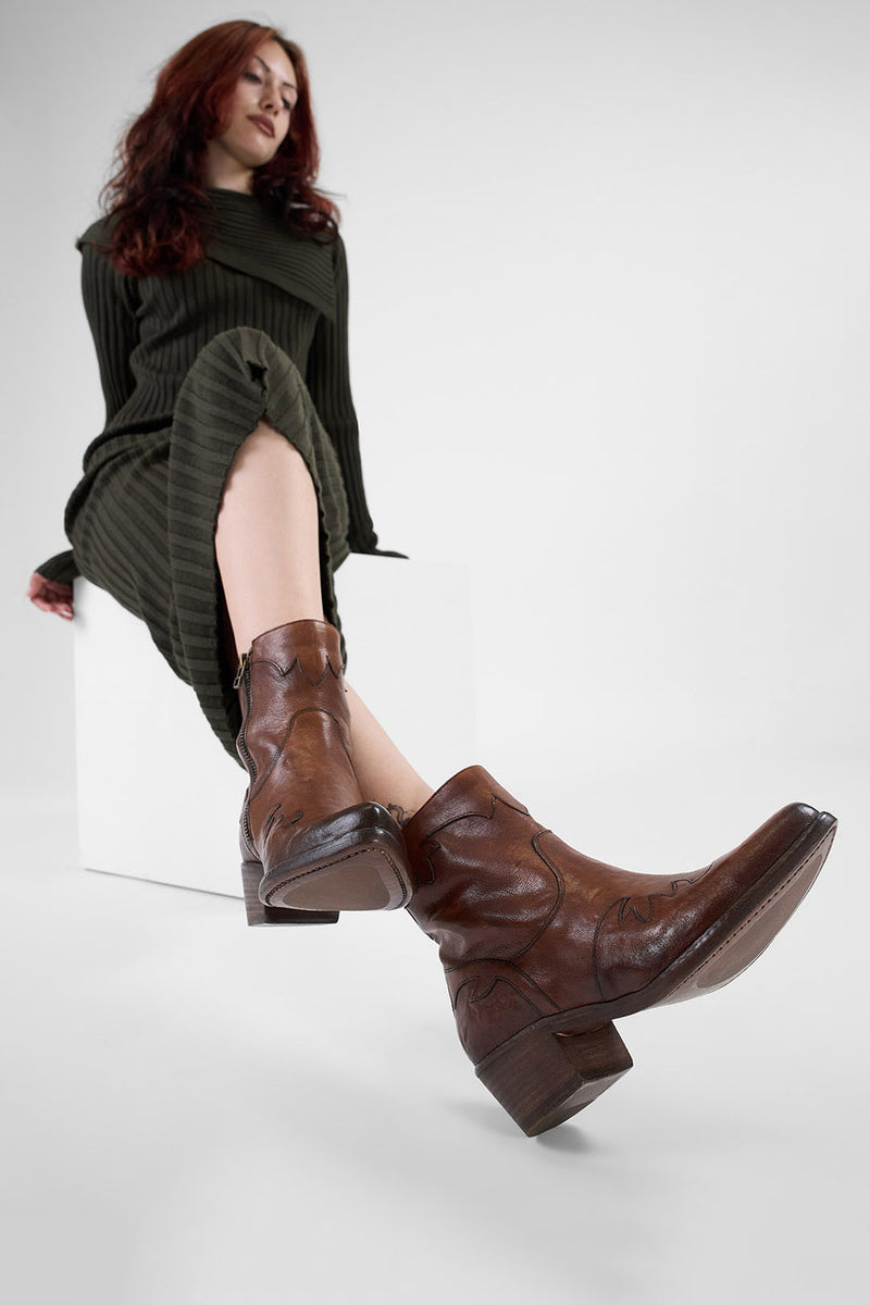 ELORA whisky-caramel texan boots.
