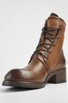 EXETER caramel-brown lace-up boots.