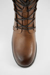 EXETER caramel-brown lace-up boots.