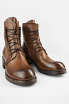 EXETER caramel-brown lace-up boots.