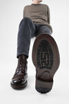 EYTON dark-cocoa military boots.