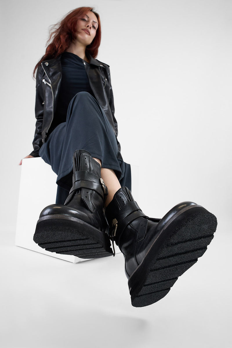 HARLEY urban-black laceless buckle bikers.