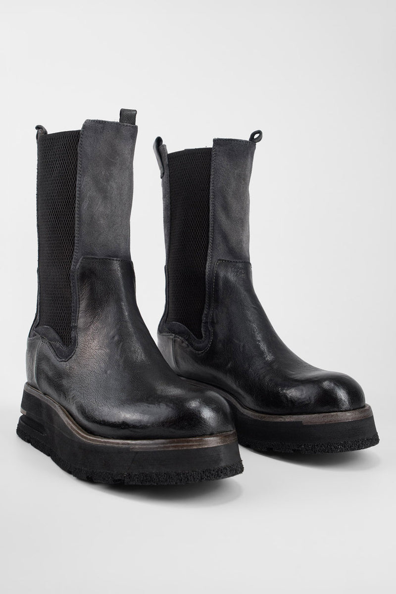 HARLEY black & grey suede high chelsea boots.
