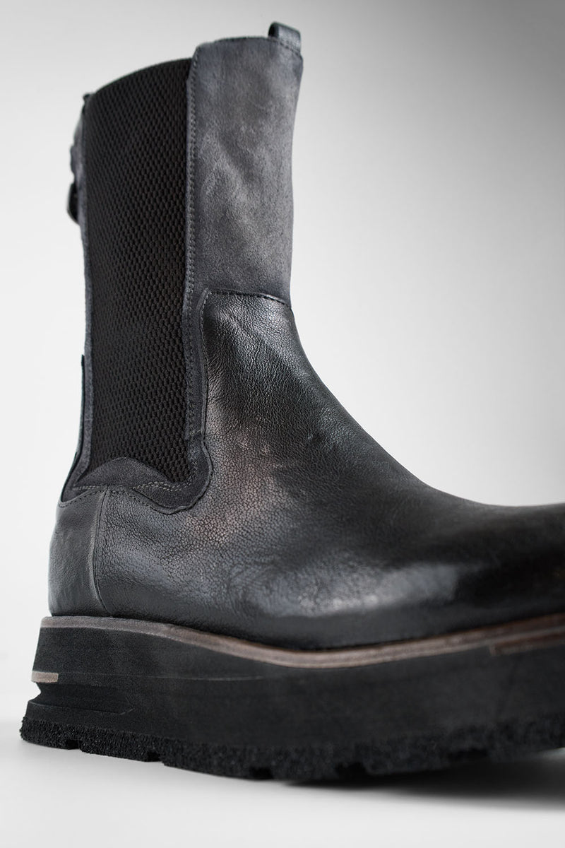 HARLEY black & grey suede high chelsea boots.