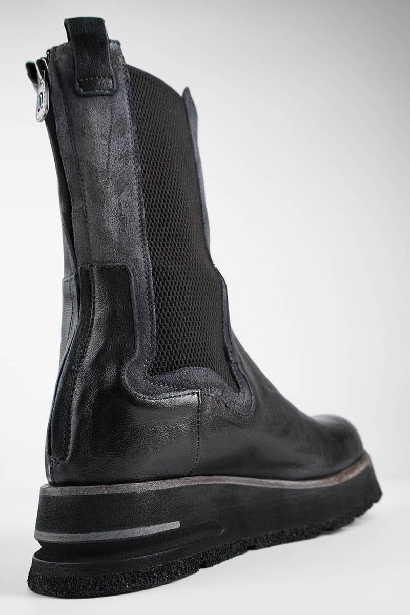 HARLEY black & grey suede high chelsea boots.
