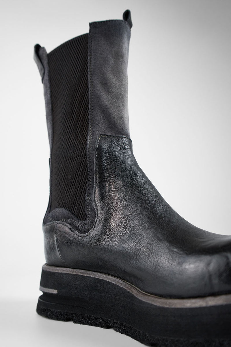 HARLEY black & grey suede high chelsea boots.