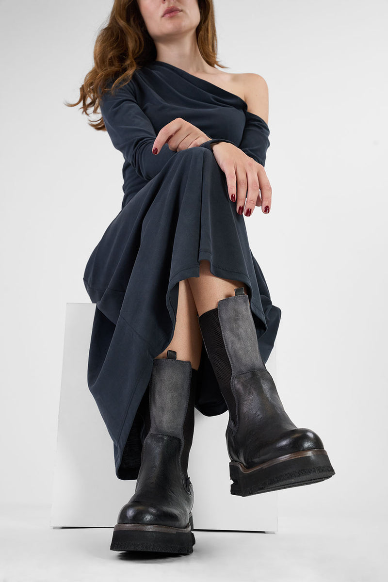 HARLEY black & grey suede high chelsea boots.