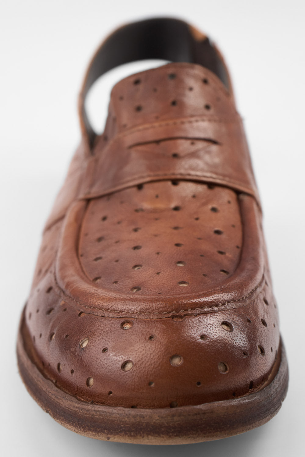 HARPER rich-tan slingback loafers.