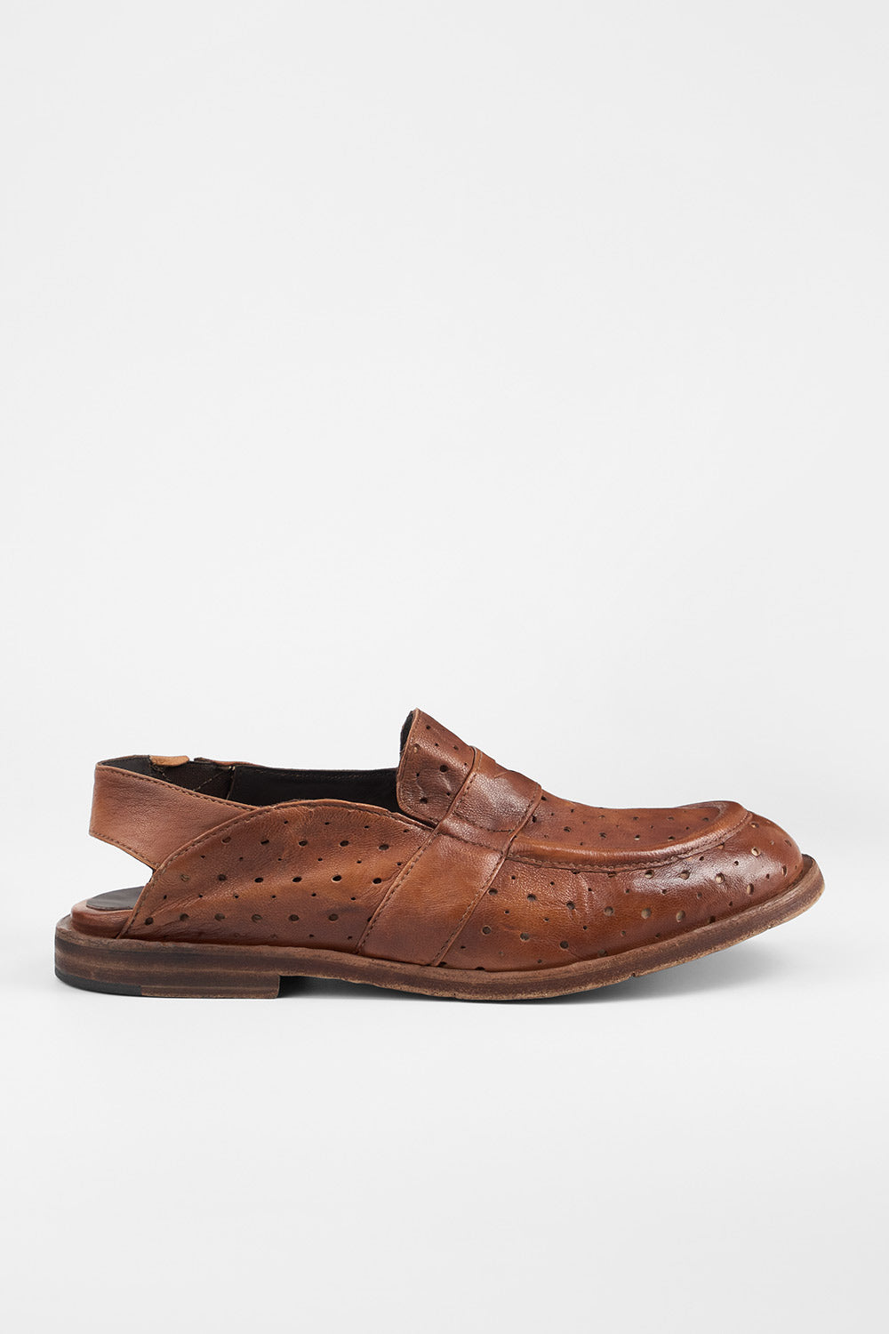 HARPER rich-tan slingback loafers.