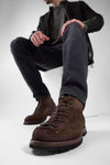 HARVEY husk-brown suede tip-laced ankle boots.