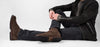 HARVEY husk-brown suede tip-laced ankle boots.