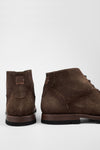HARVEY husk-brown suede tip-laced ankle boots.