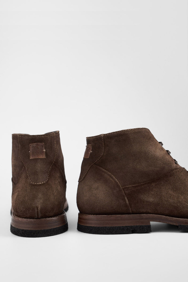 HARVEY husk-brown suede tip-laced ankle boots.