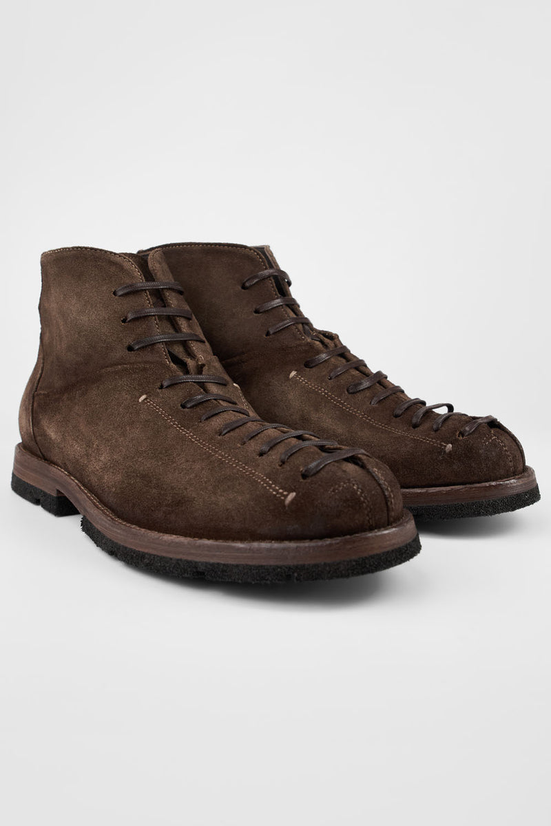 HARVEY husk-brown suede tip-laced ankle boots.