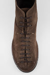 HARVEY husk-brown suede tip-laced ankle boots.