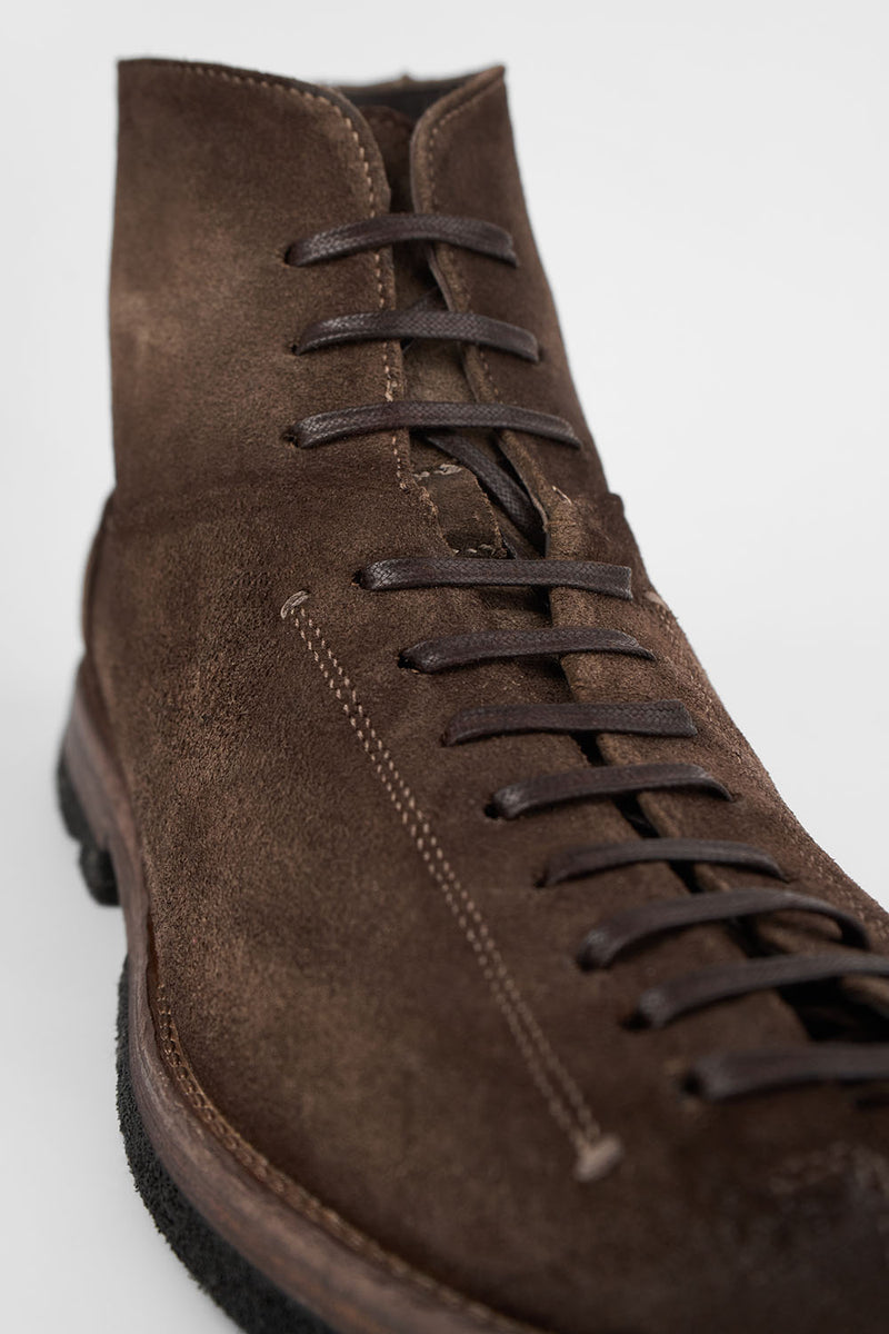 HARVEY husk-brown suede tip-laced ankle boots.