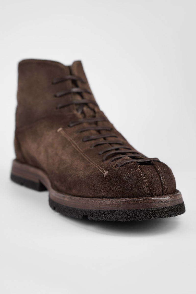 HARVEY husk-brown suede tip-laced ankle boots.