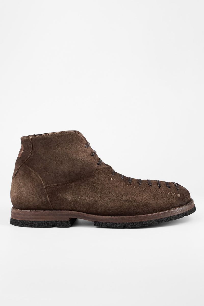 HARVEY husk-brown suede tip-laced ankle boots.