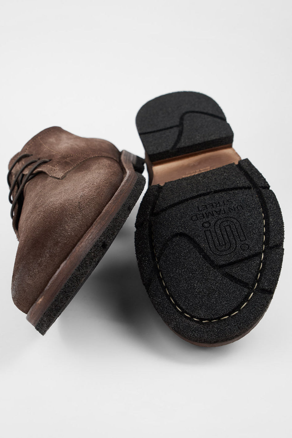 HARVEY toasted-brown suede derby shoes.