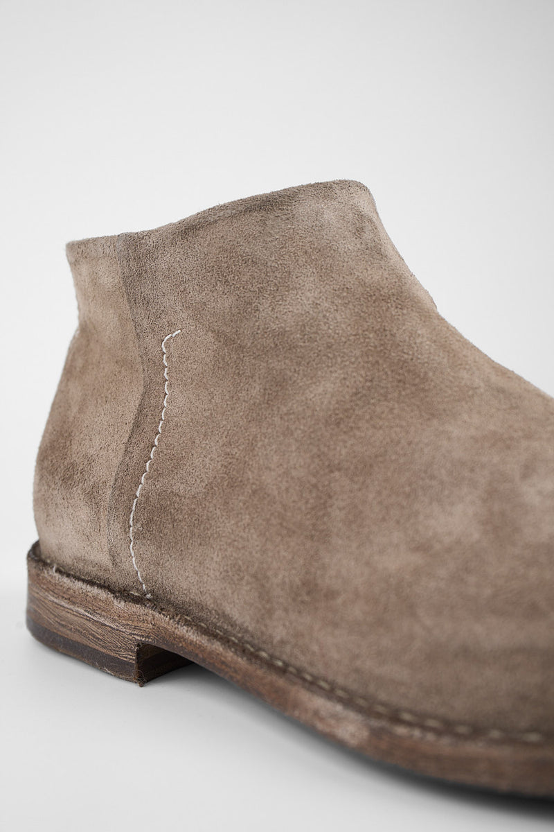 HAVEN linen-grey suede low ankle boots.