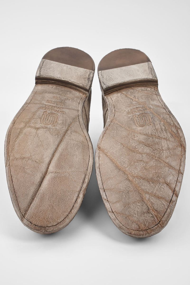 HAVEN linen-grey suede low ankle boots.