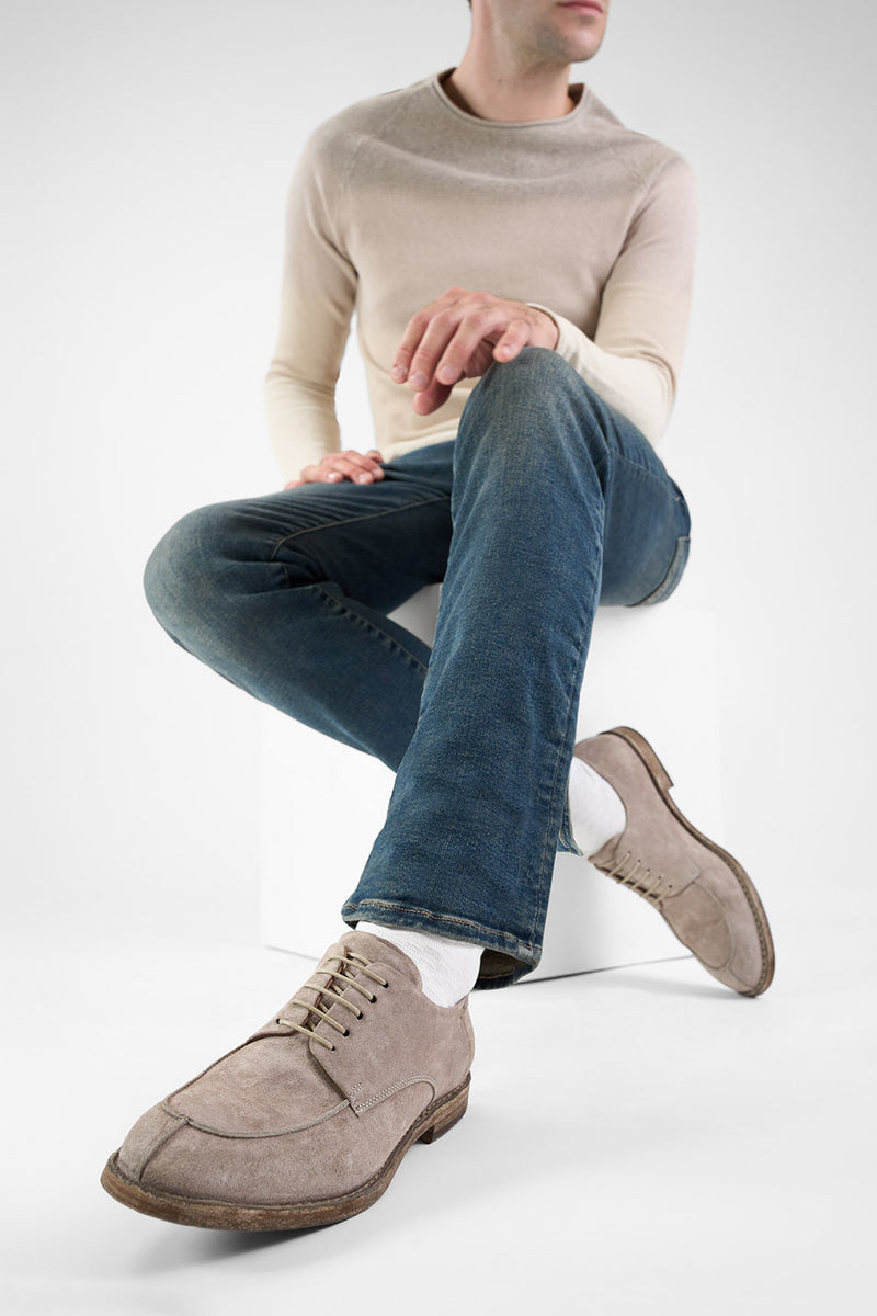 HAVEN sandstone suede apron derby shoes.