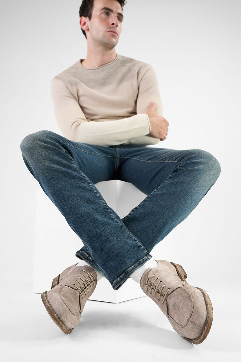 HAVEN sandstone suede apron derby shoes.