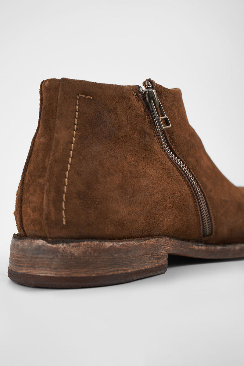 HAVEN barley-brown suede low ankle boots.