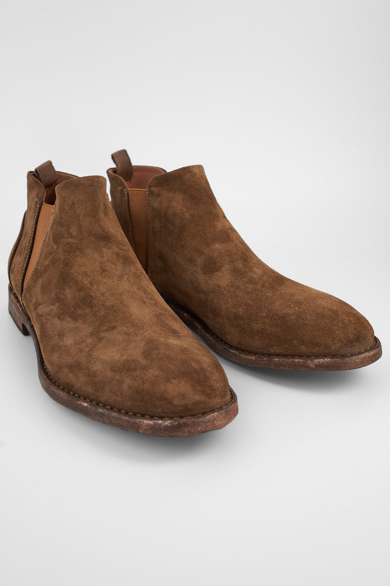 HAVEN barley-brown suede low chelsea boots.