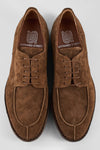 HAVEN barley-brown suede apron derby shoes.