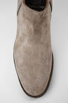 HAVEN linen-grey suede low chelsea boots.