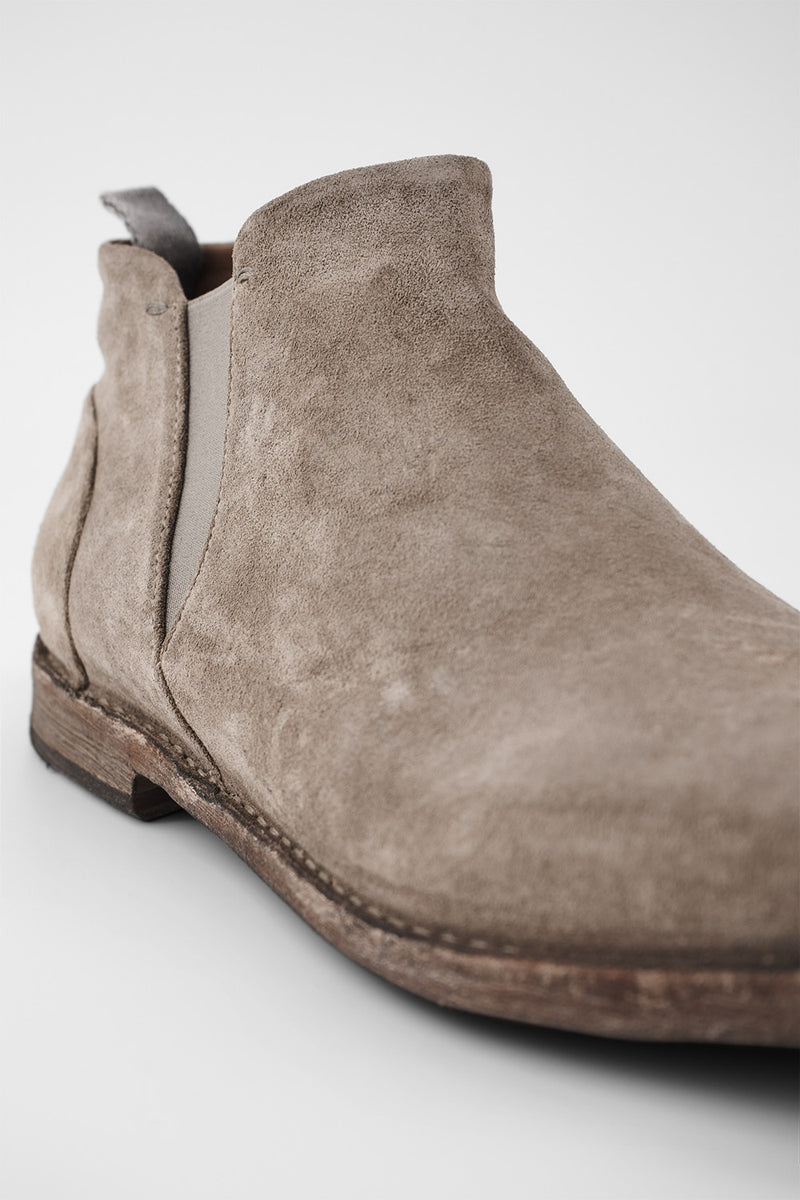 HAVEN linen-grey suede low chelsea boots.