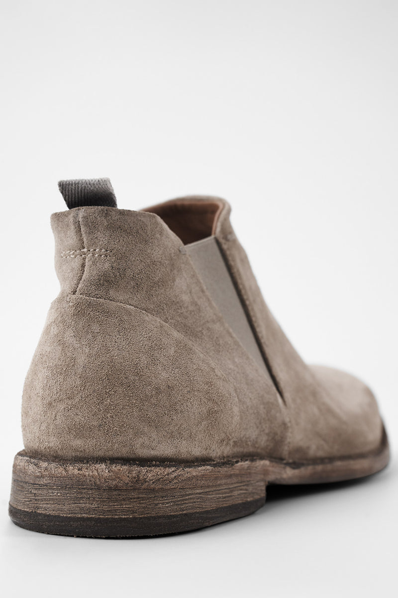 HAVEN linen-grey suede low chelsea boots.