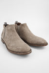 HAVEN linen-grey suede low chelsea boots.