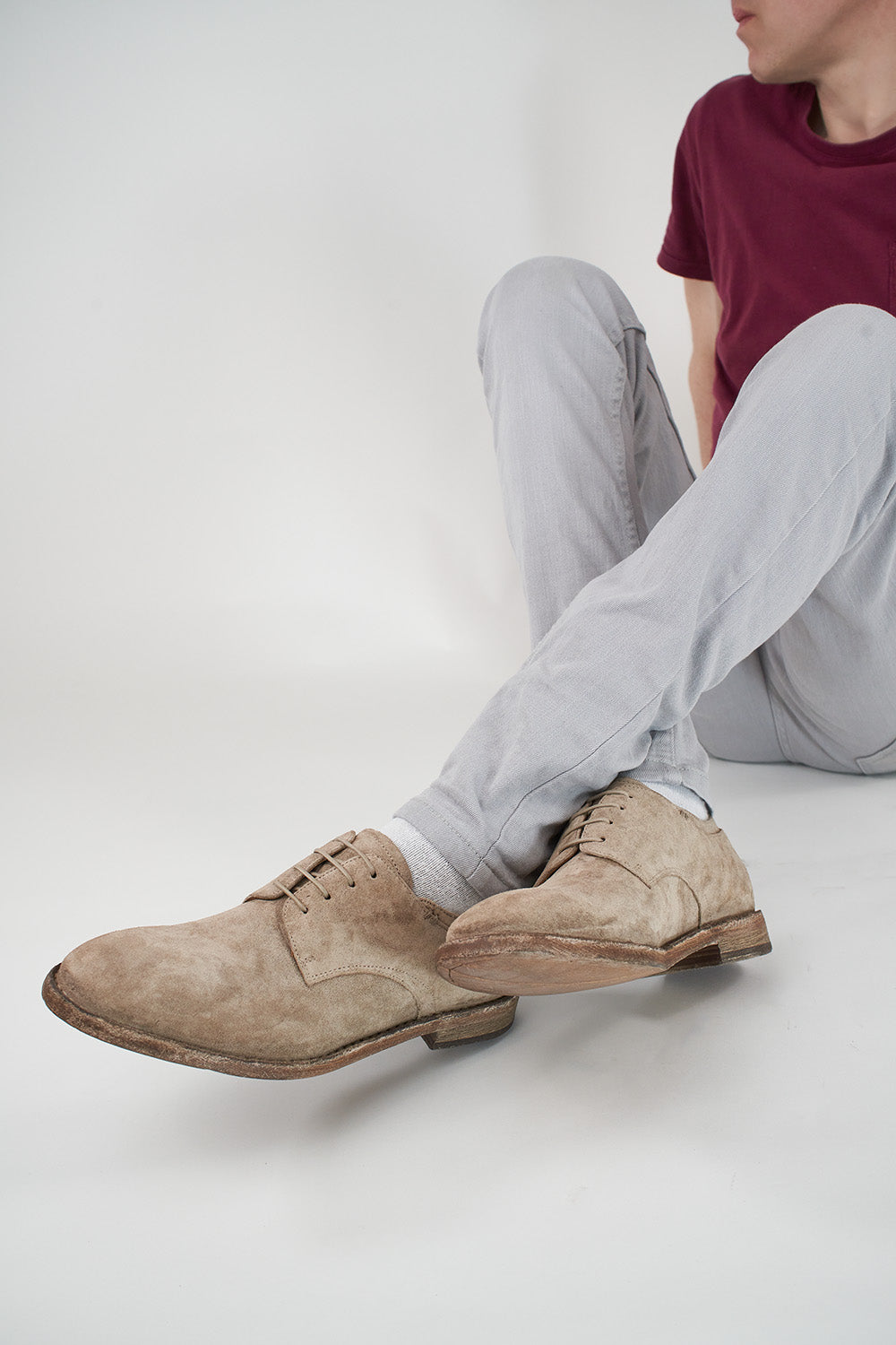 Legres Piped Seam Derby Shoe in Suede Dark Brown main image 1