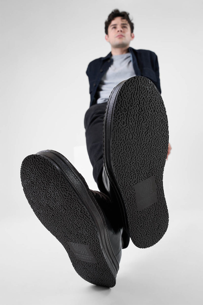 HAYES royal-black distressed welted sneakers.