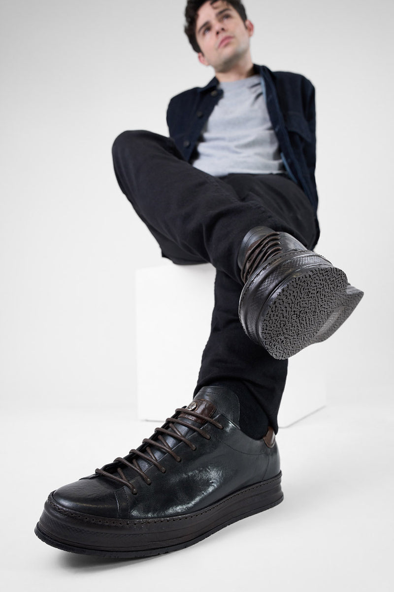 HAYES royal-black distressed welted sneakers.