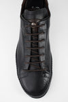HAYES black distressed welted sneakers.