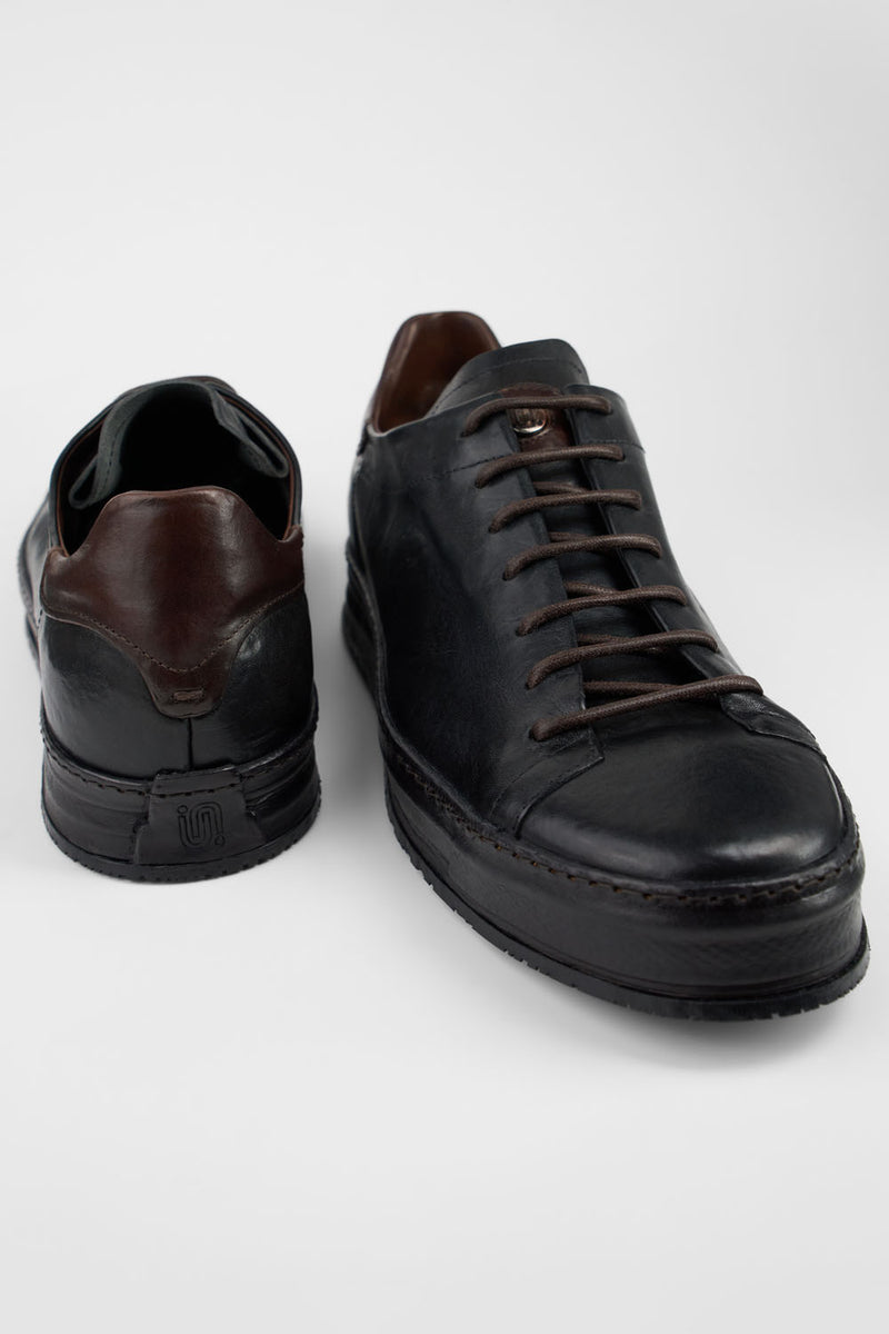 HAYES royal-black distressed welted sneakers.