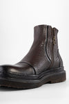HOVE cigar-brown grained welted laceless ankle boots.