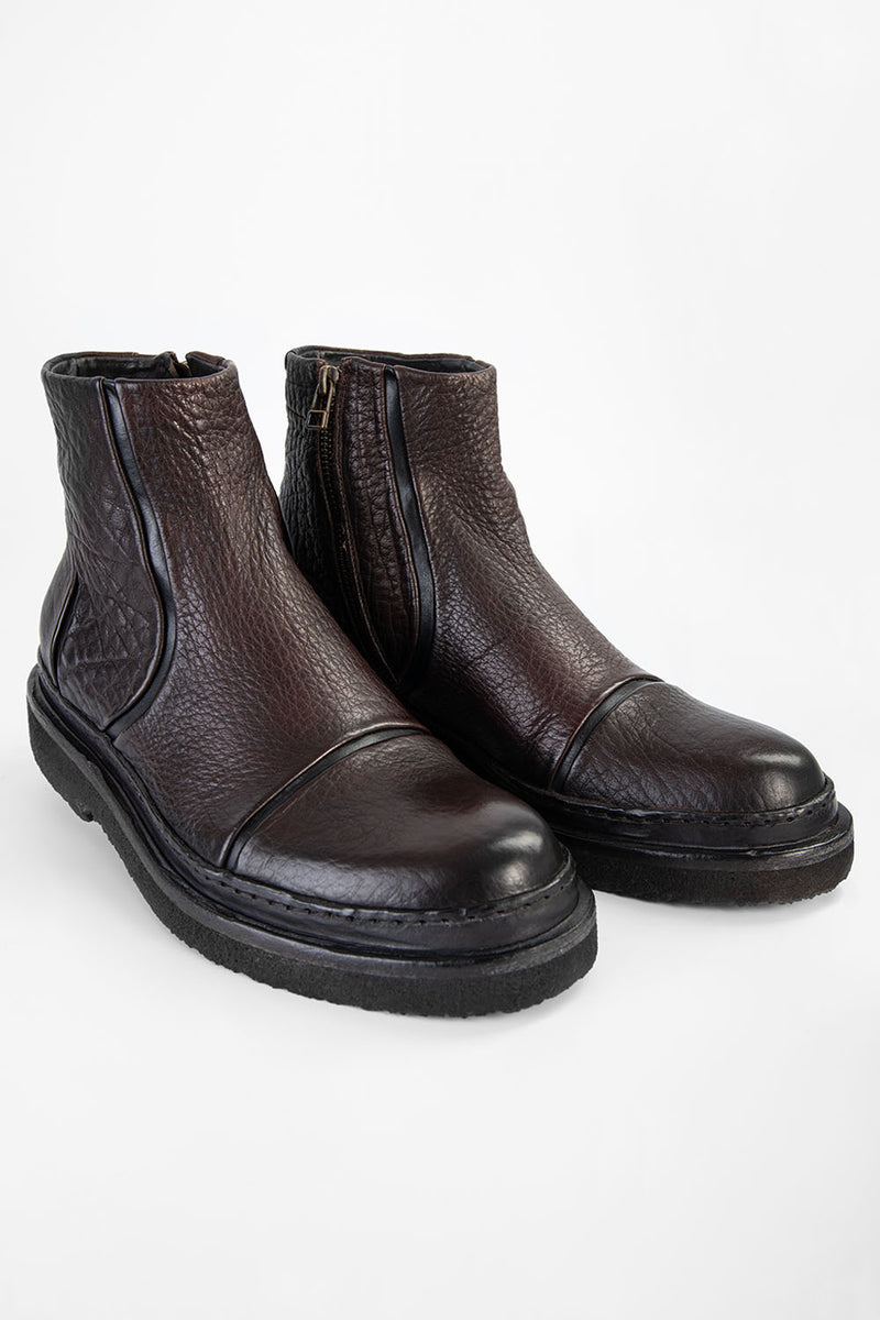 HOVE cigar-brown grained welted laceless ankle boots.