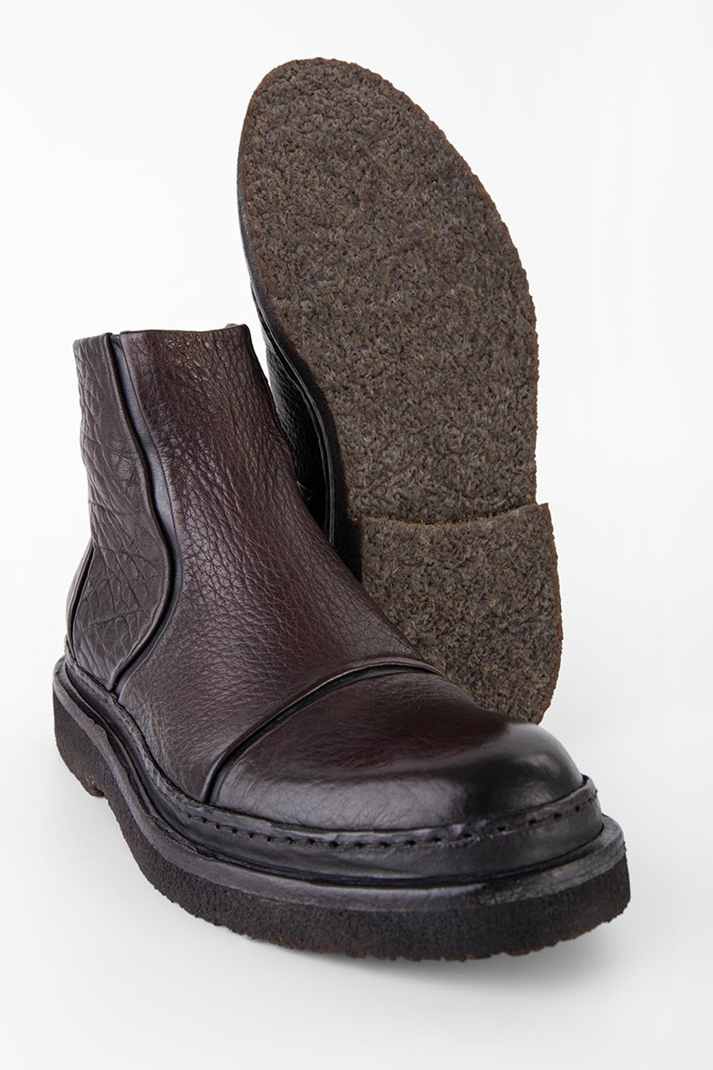 HOVE cigar-brown grained welted laceless ankle boots.