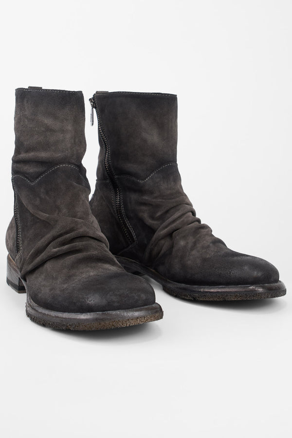 IVES warm-grey suede laceless boots.