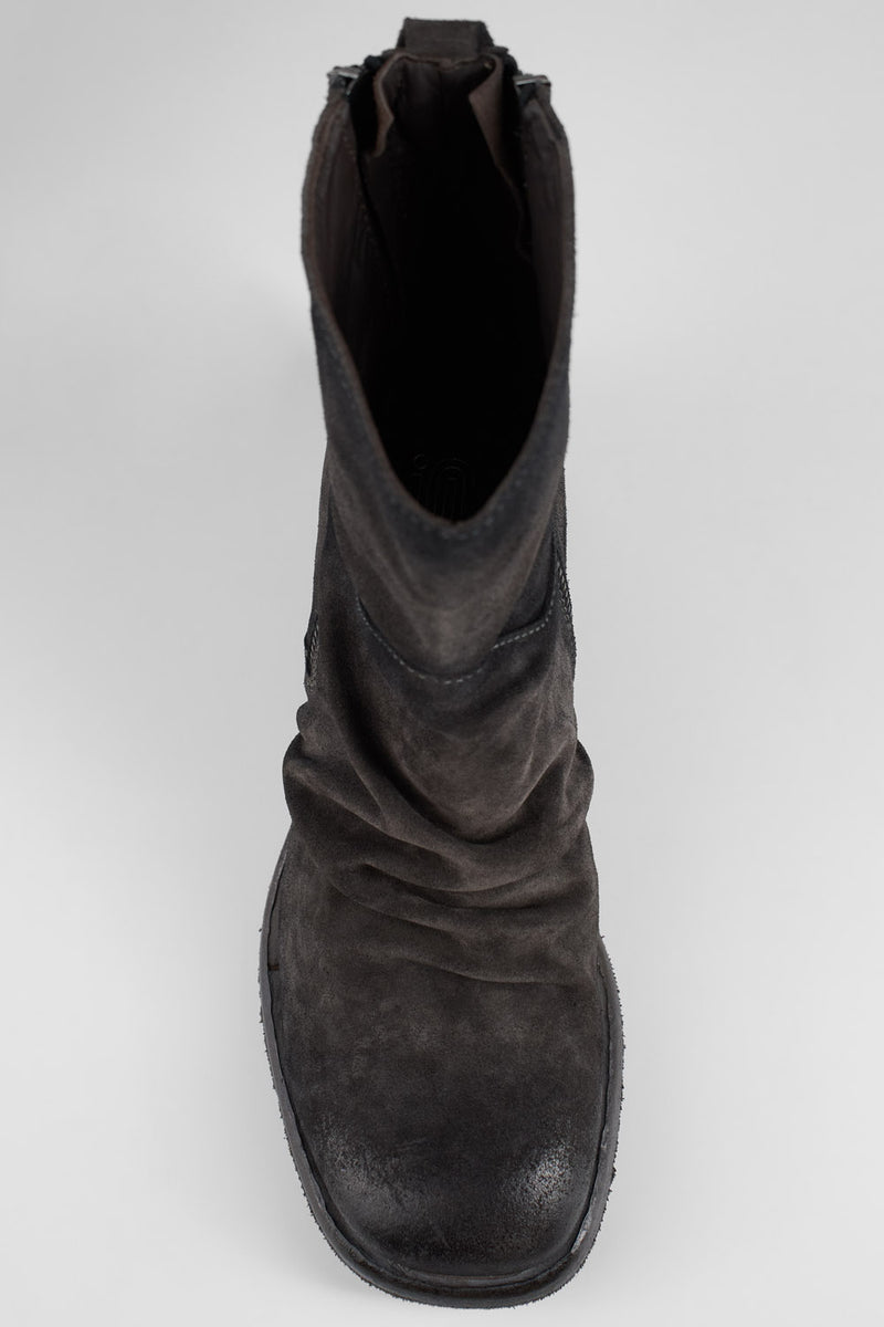 IVES warm-grey suede laceless boots.