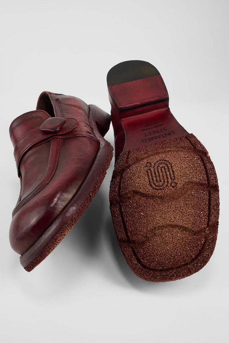 IVES ruby-red slip on shoes.