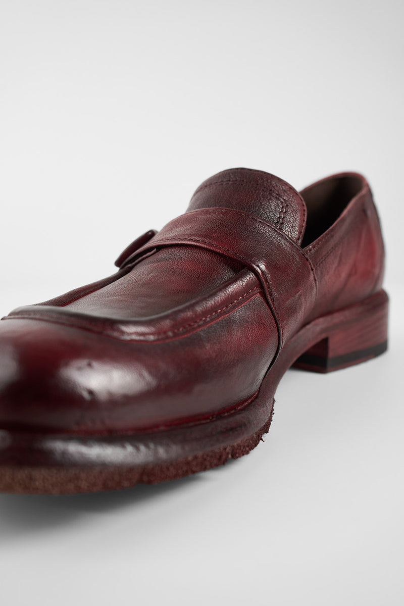 IVES ruby-red slip on shoes.