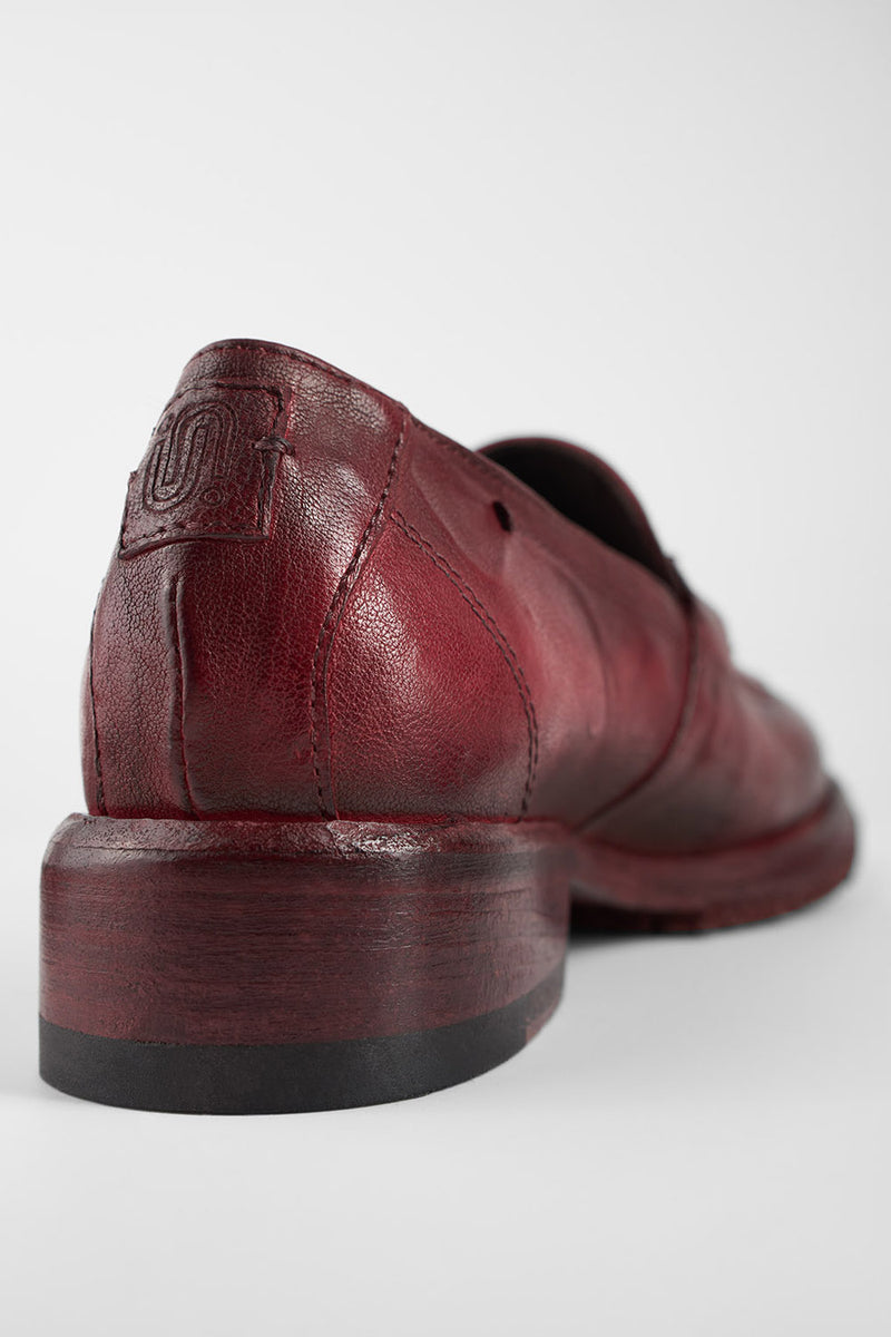 IVES ruby-red slip on shoes.