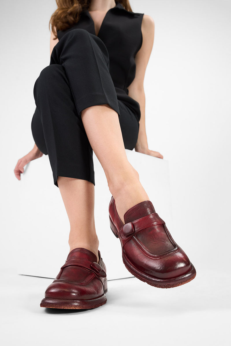 IVES ruby-red slip on shoes.