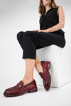 IVES ruby-red slip on shoes.